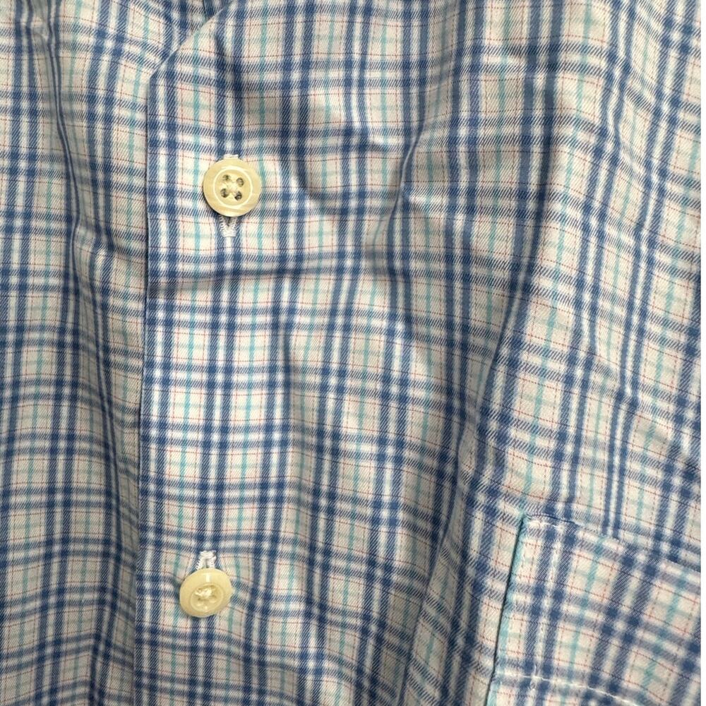 Peter Millar Men's XL Blue White Checkered Button-Down Shirt Cotton Silk Blend‎ - Picture 2 of 5